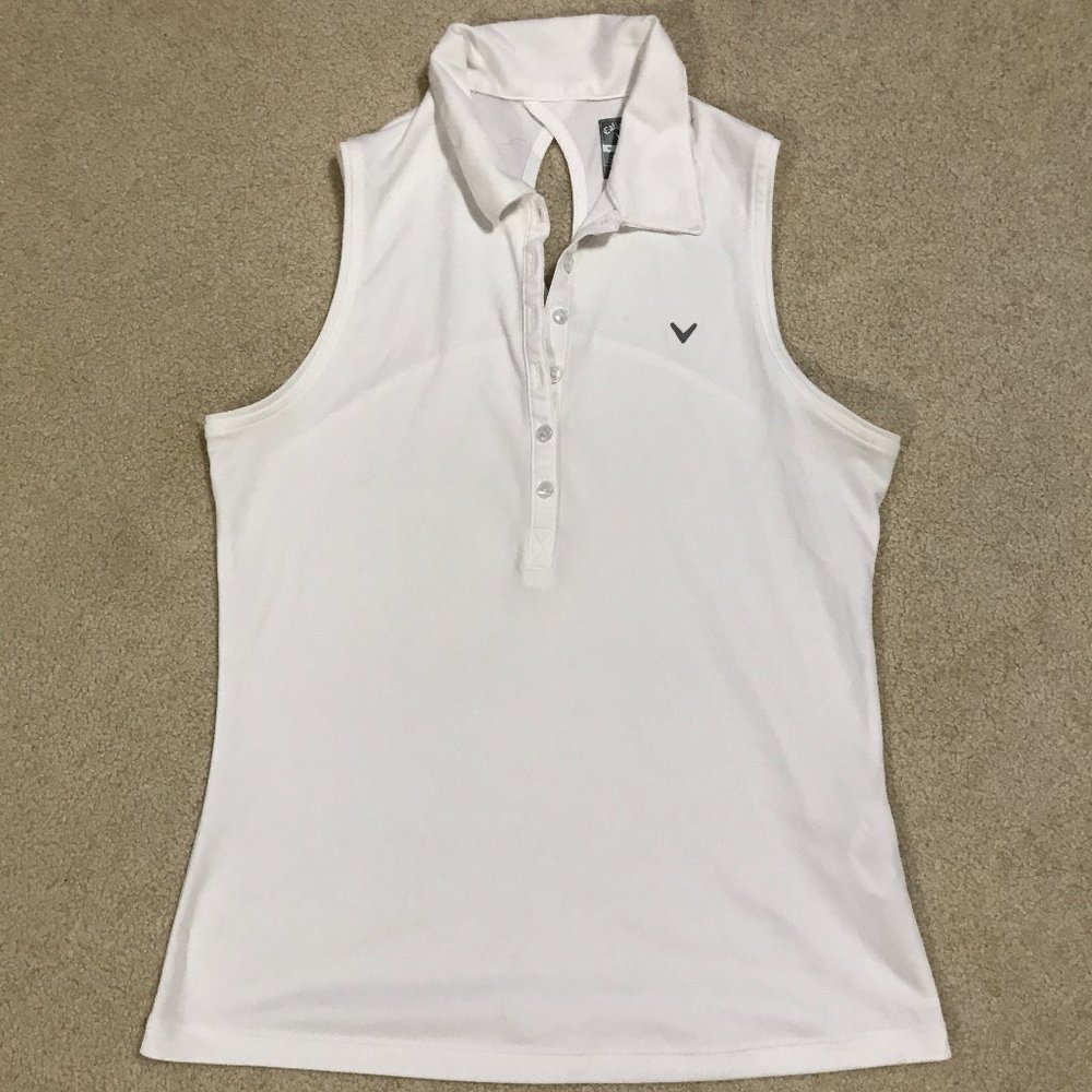 Callaway Solid Knit Sleeveless Polo Size Medium